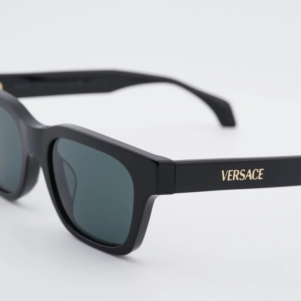 Versace VE4486F GB1/87 Sunglasses Shiny Black Square Frame, Dark Grey Lenses